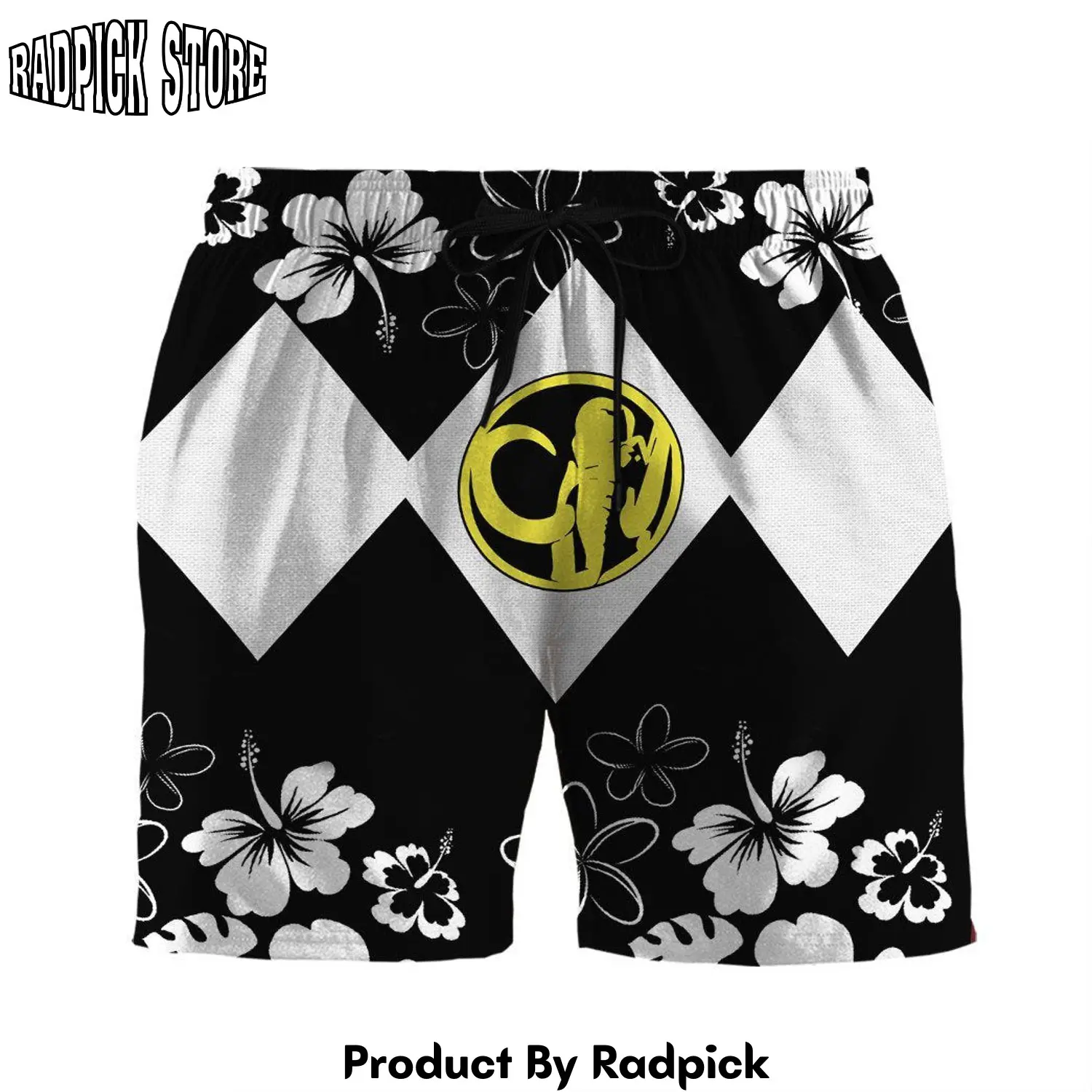 Radpick 3d mighty morphin power ranger black beach short u5d rp631356